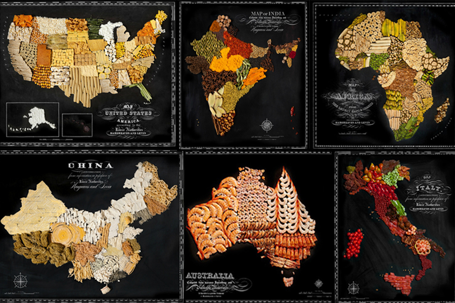 Maps Mad of Iconic Foods from Various Countries and ContinentsDouble Takes Blog